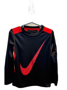 Nike Black & Red Kids' Long-Sleeve Athletic Top size 4 / XS